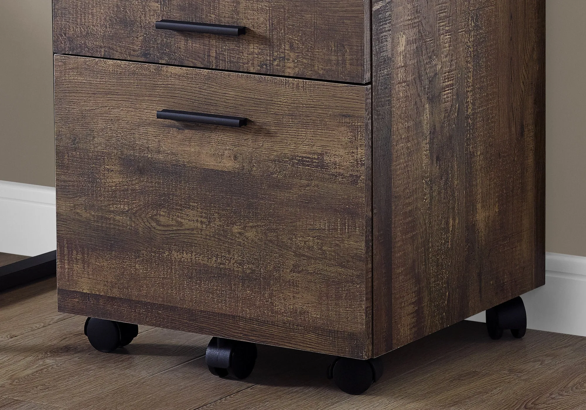 Filing Cabinet - 3 Drawer / Brown Reclaimed Wood/ Castors