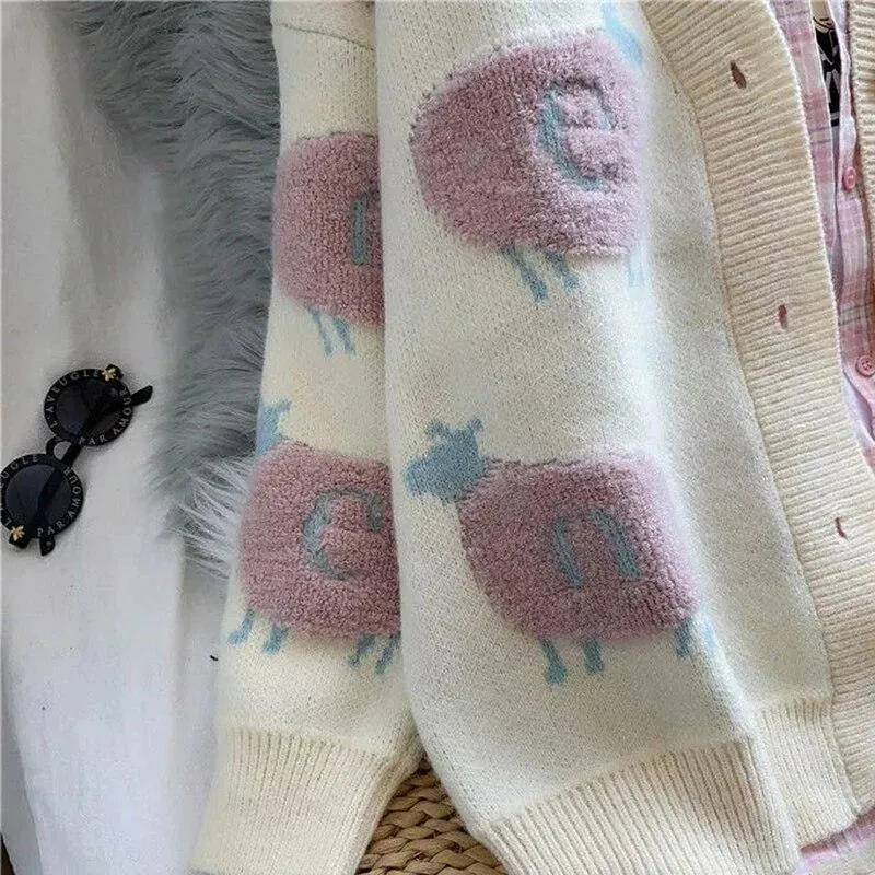 Fluffy Sheep Women's Cardigan: Ideal for casual wear or teachers