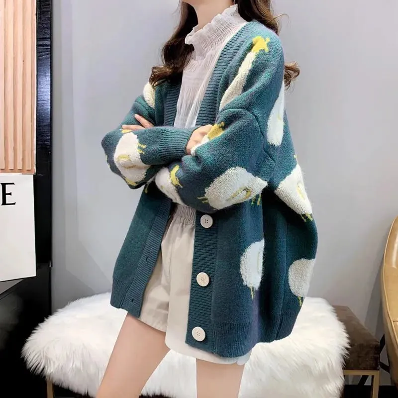 Fluffy Sheep Women's Cardigan: Ideal for casual wear or teachers