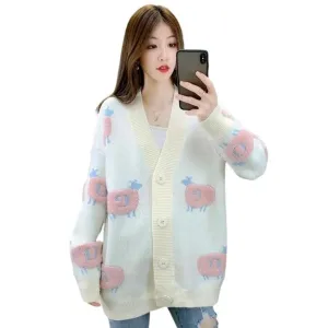 Fluffy Sheep Women's Cardigan: Ideal for casual wear or teachers