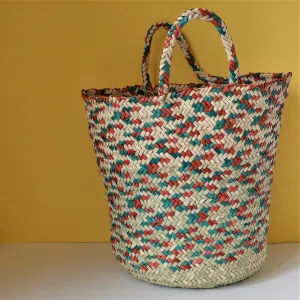 Fresh market basket, Palm leaf wicker, Palm leaves french basket