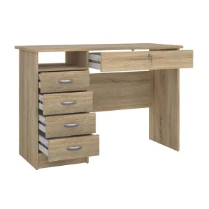 Function Plus Desk with 5 Drawers - Oak