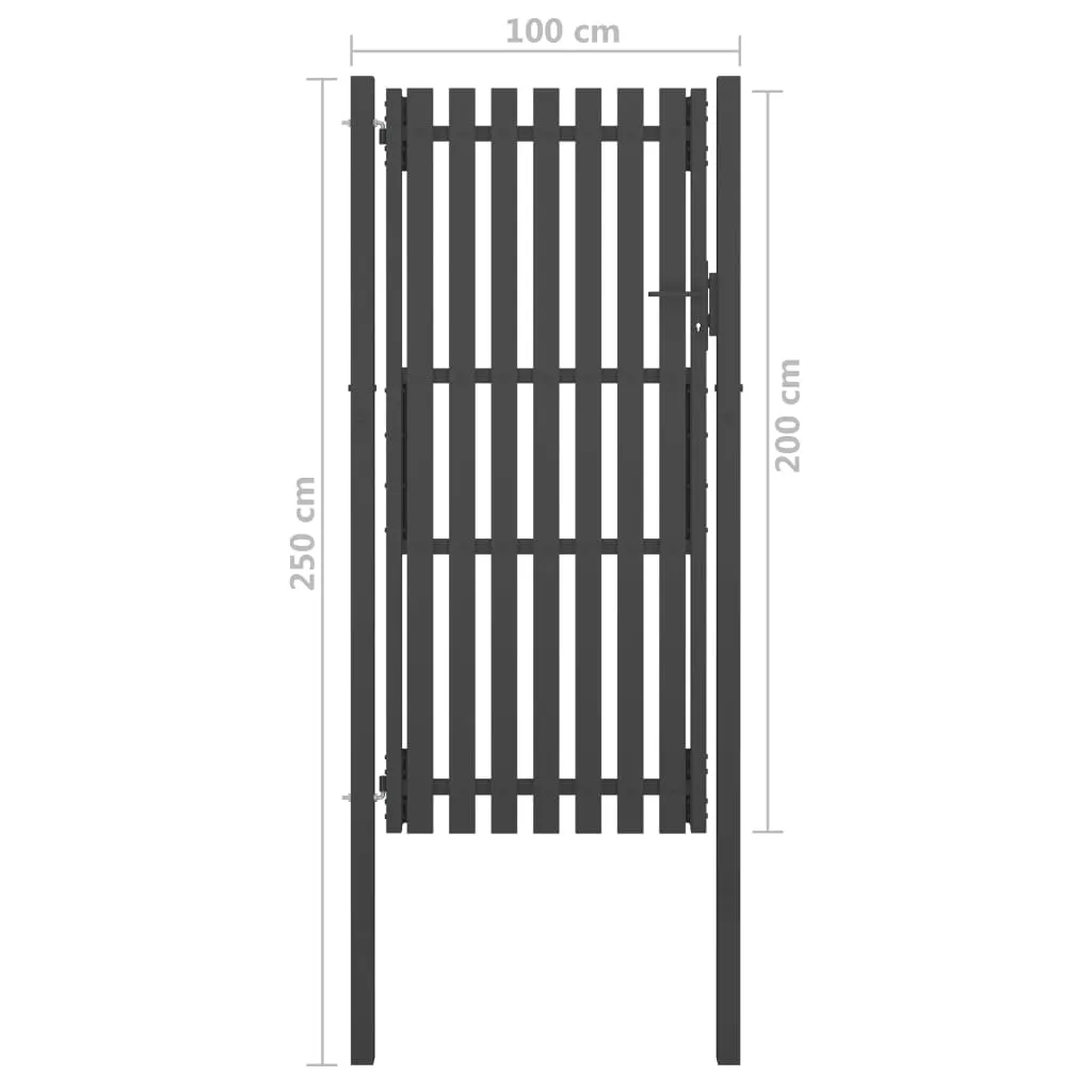 Garden Fence Gate Steel 1x2.5 m Anthracite