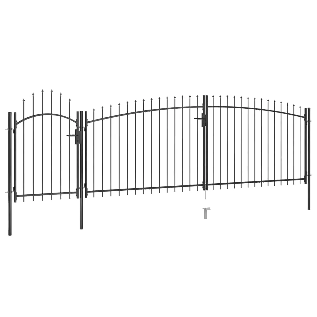 Garden Fence Gate with Spear Top 5x2 m Black