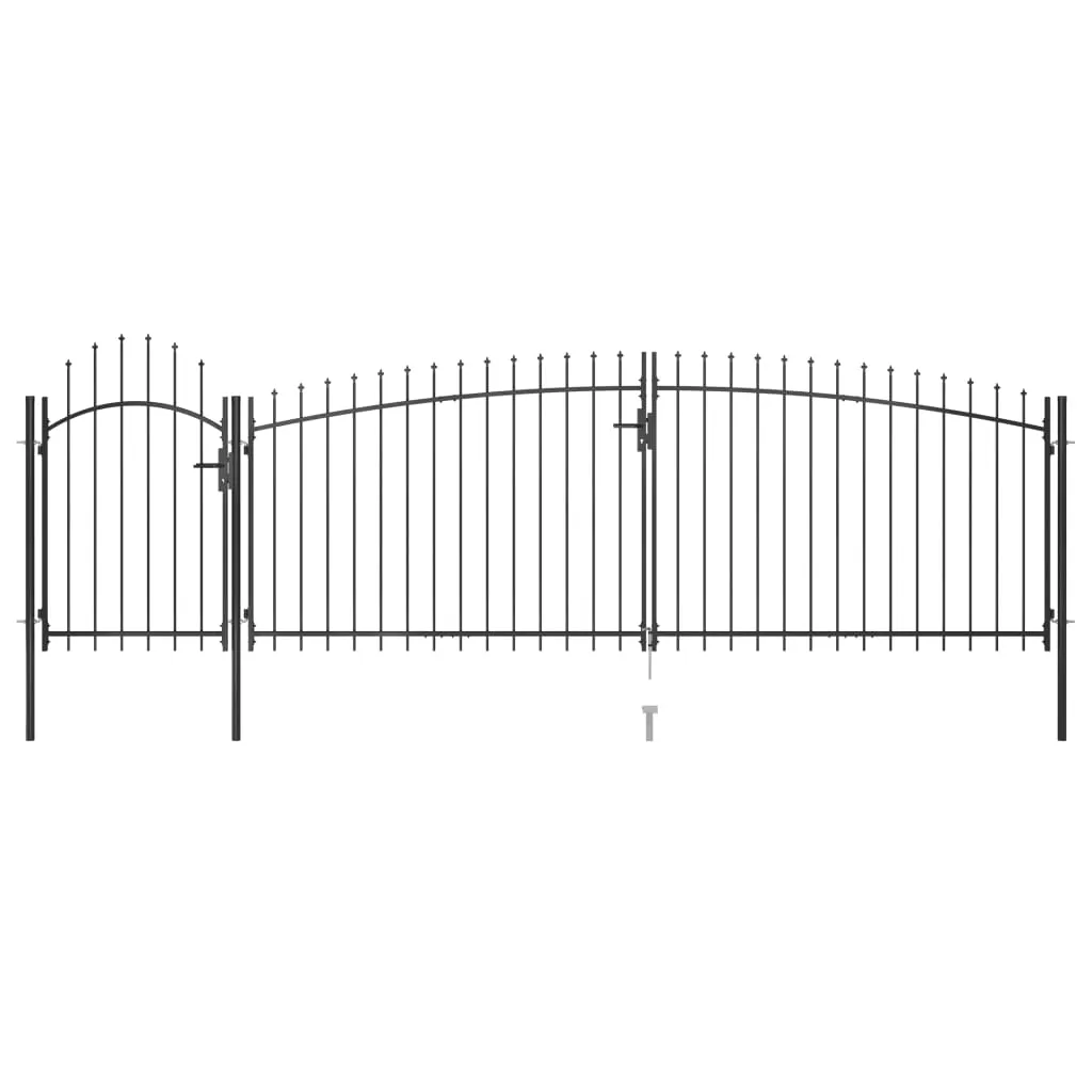 Garden Fence Gate with Spear Top 5x2 m Black