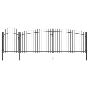 Garden Fence Gate with Spear Top 5x2 m Black