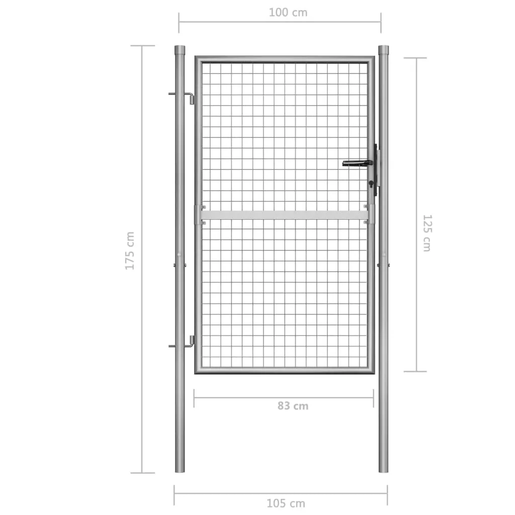 Garden Gate Galvanised Steel 105x175 cm Silver