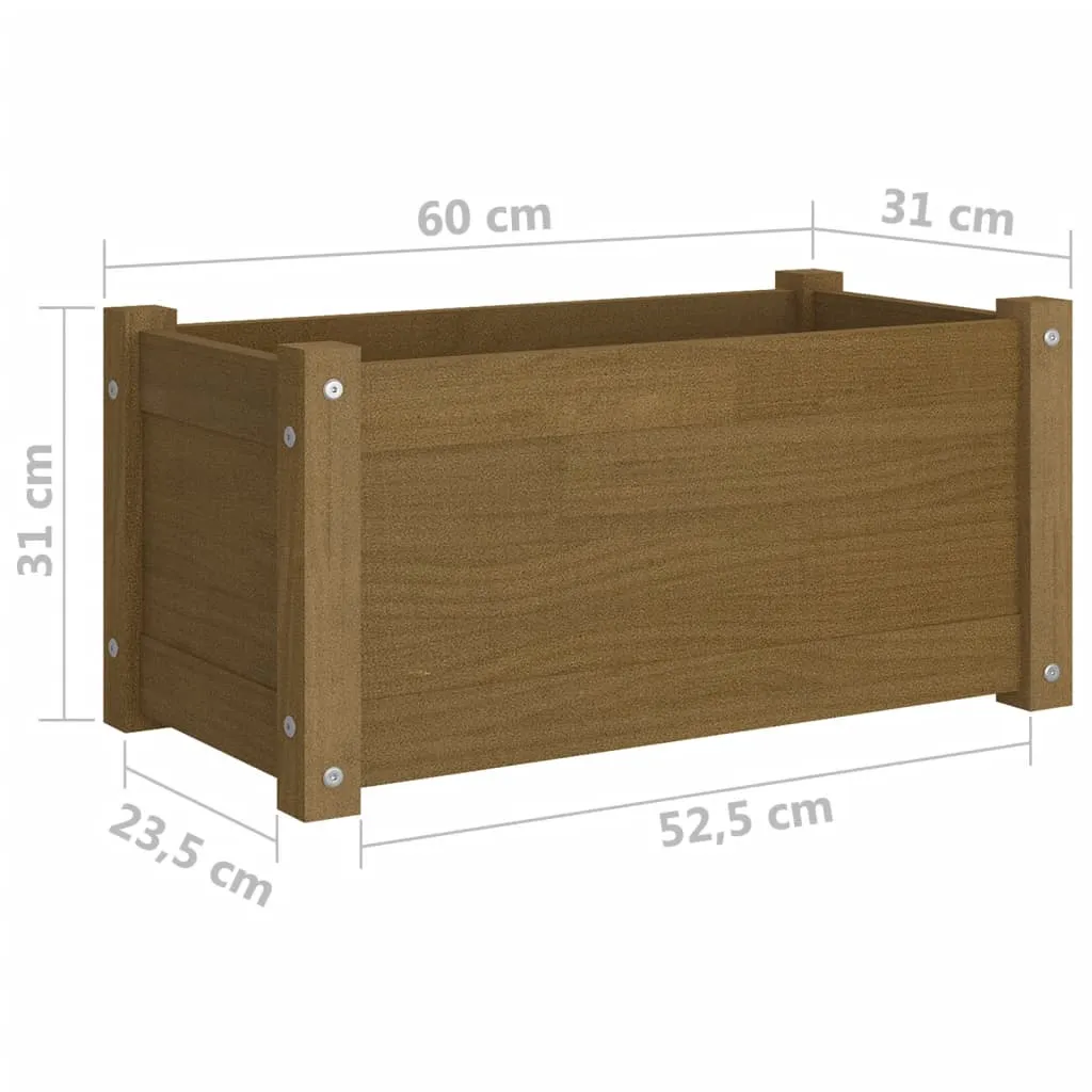 Garden Planter Honey Brown 60x31x31 cm Solid Pinewood