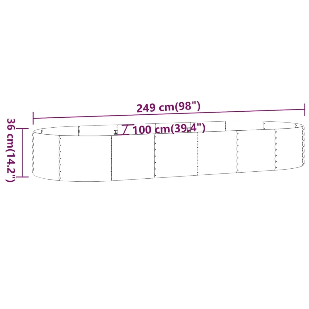 Garden Planter Powder-coated Steel 249x100x36 cm Grey