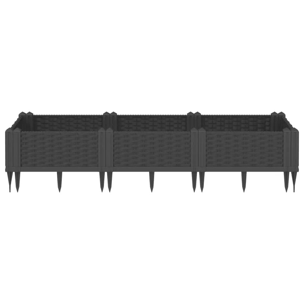 Garden Planter with Pegs Black 125x40x28.5 cm PP