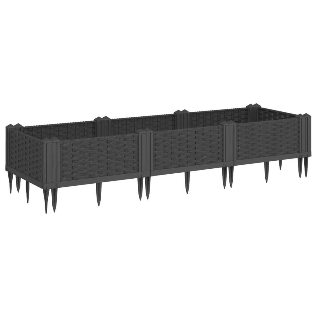 Garden Planter with Pegs Black 125x40x28.5 cm PP