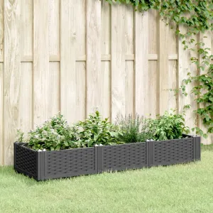 Garden Planter with Pegs Black 125x40x28.5 cm PP