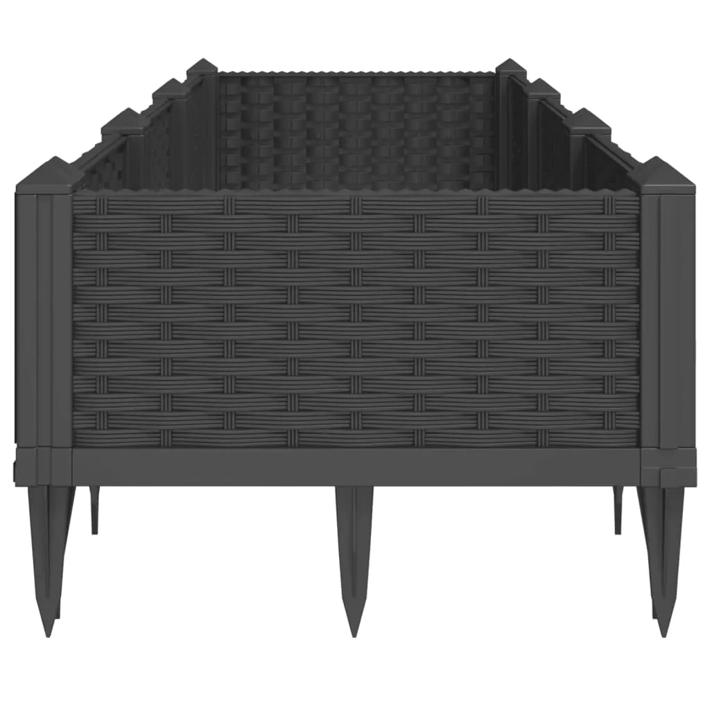 Garden Planter with Pegs Black 125x40x28.5 cm PP