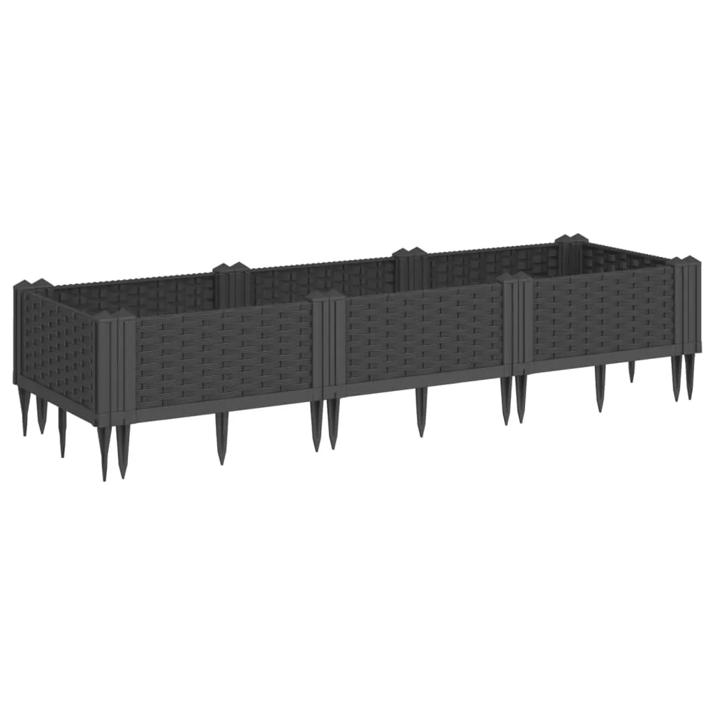 Garden Planter with Pegs Black 125x40x28.5 cm PP