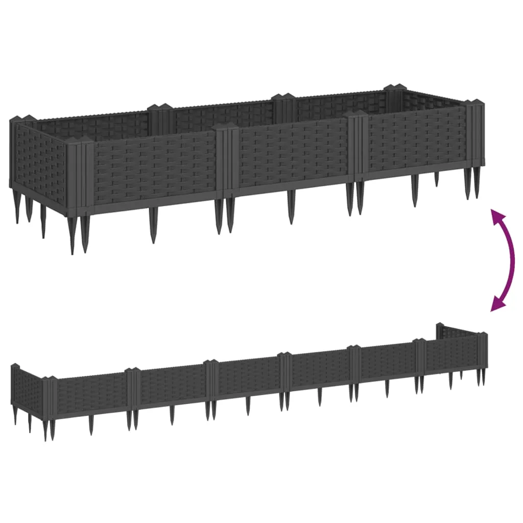 Garden Planter with Pegs Black 125x40x28.5 cm PP