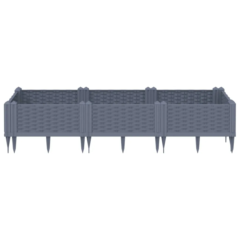 Garden Planter with Pegs Grey 125x40x28.5 cm PP