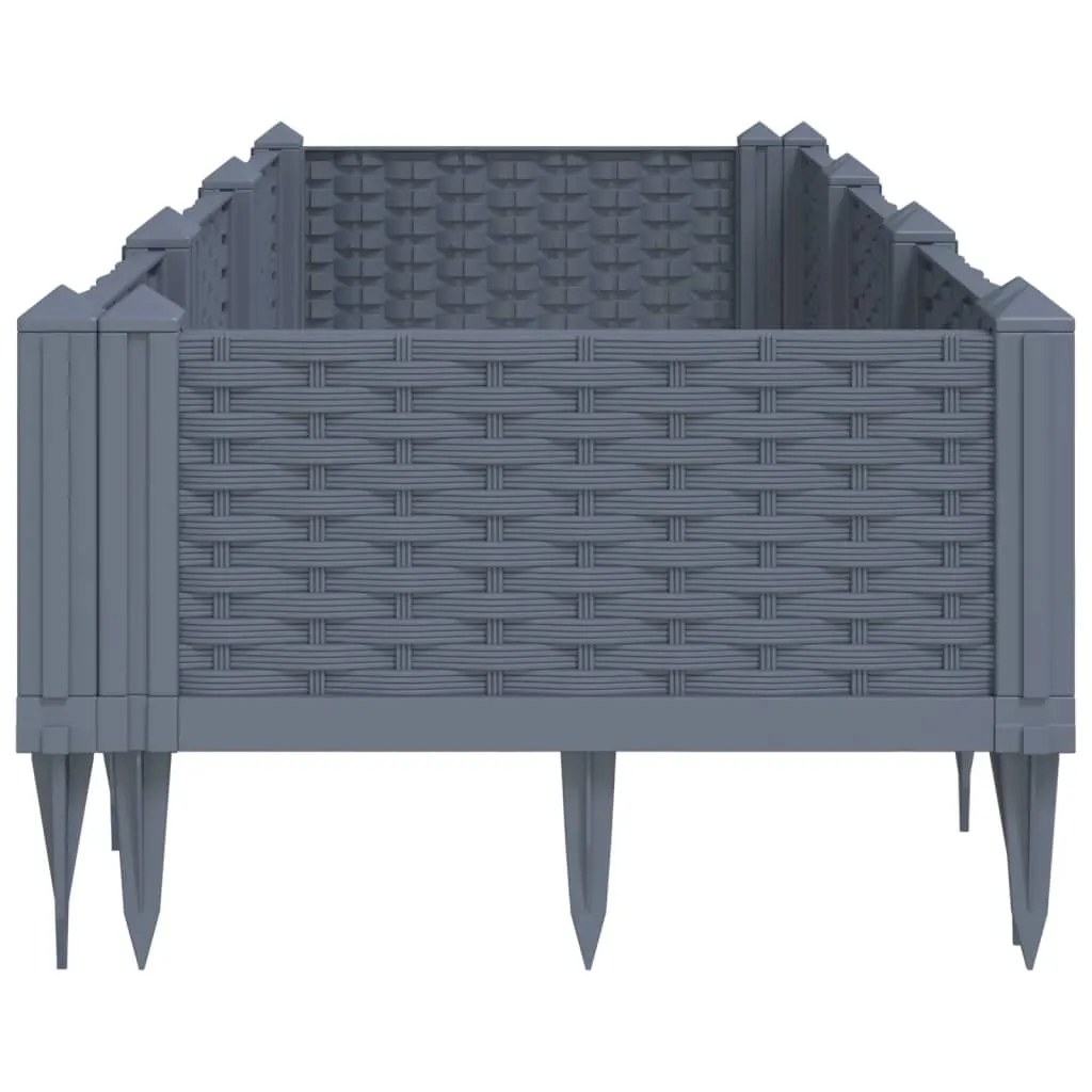 Garden Planter with Pegs Grey 125x40x28.5 cm PP