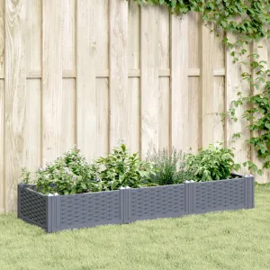 Garden Planter with Pegs Grey 125x40x28.5 cm PP