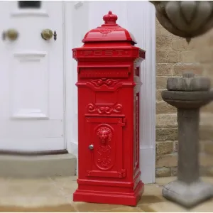 Harewood Red Lion Freestanding Post Box 34x30x104cm - Red & Black Available