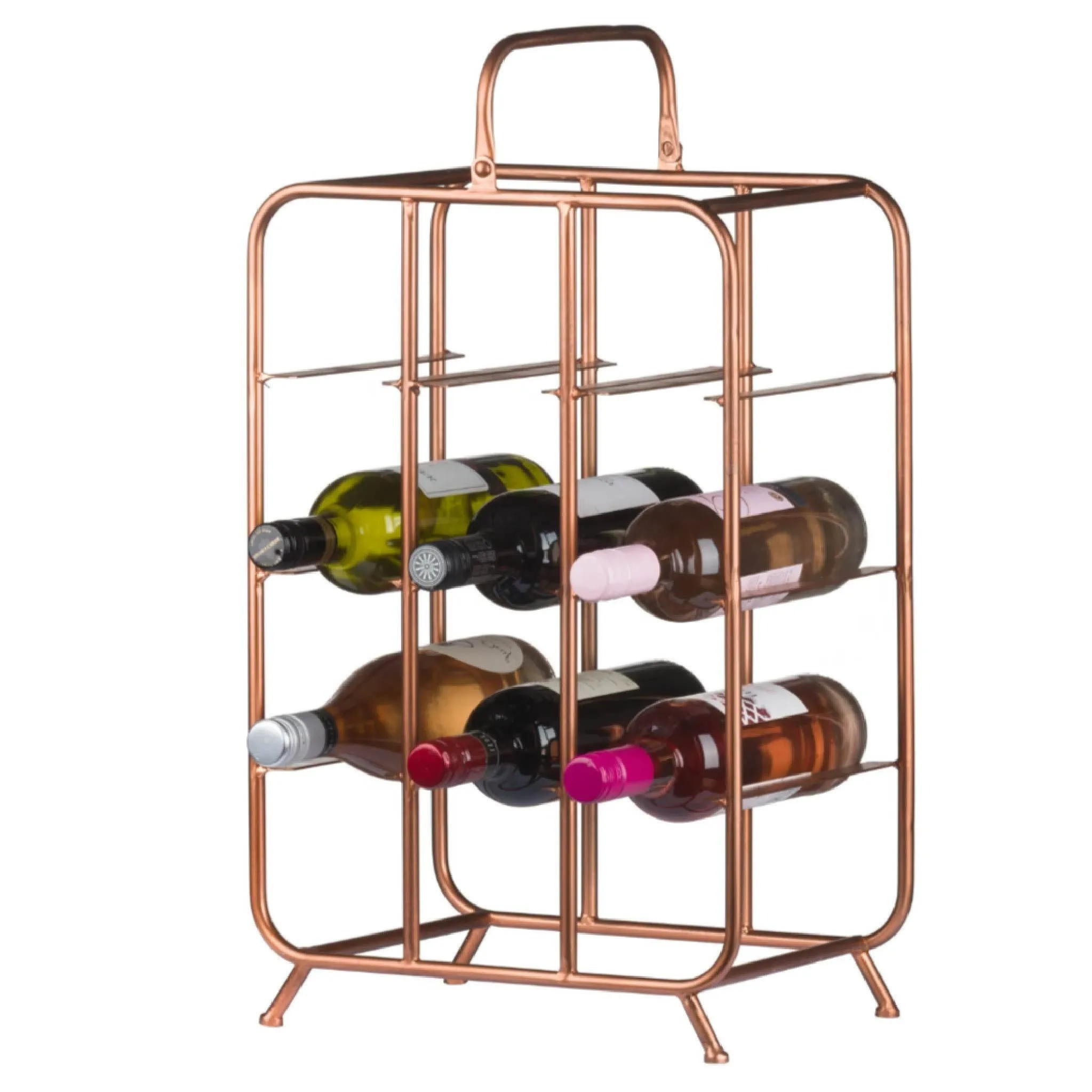 Industrial Copper 9 Bottle Holder Wine Rack