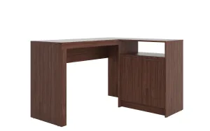 Kalmar L -Shaped Office Desk with Inclusive in Dark Brown