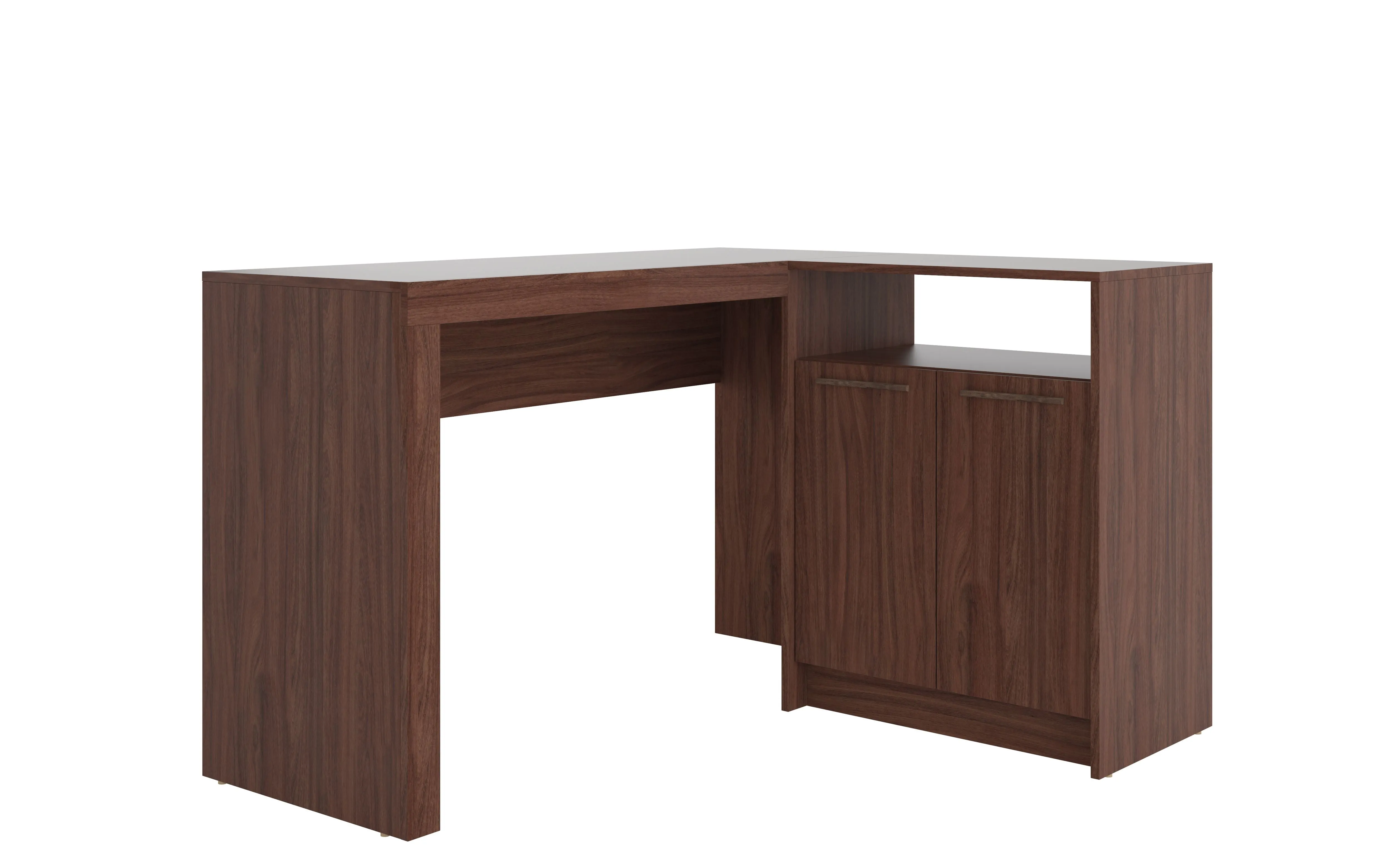 Kalmar L -Shaped Office Desk with Inclusive in Dark Brown