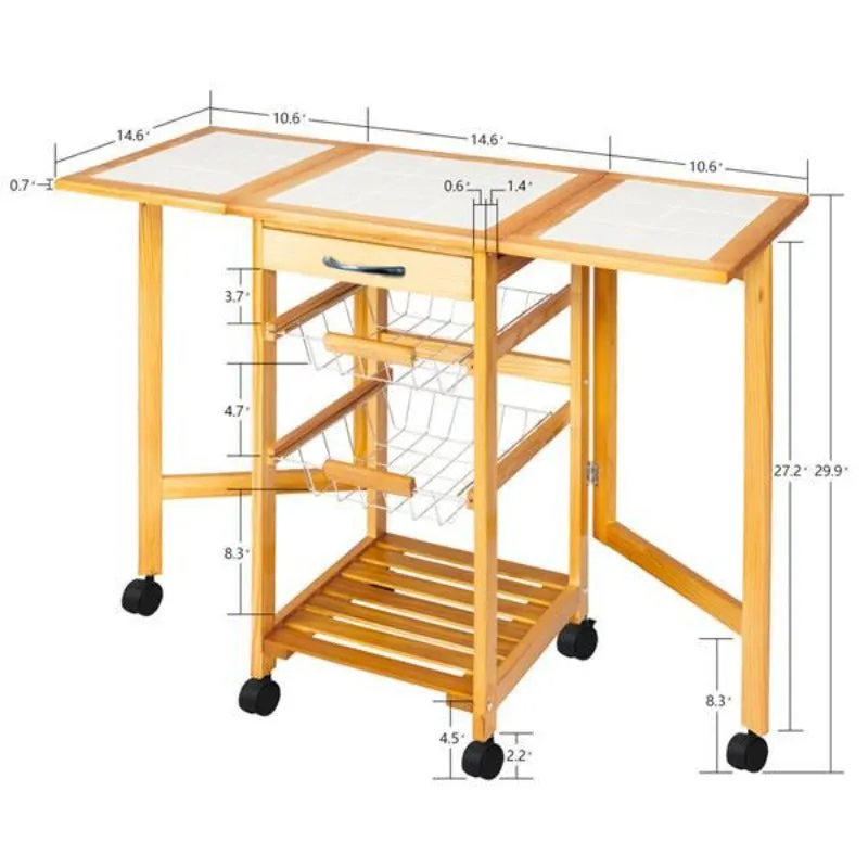 Kitchen Drop Leaf Island Storage Cart