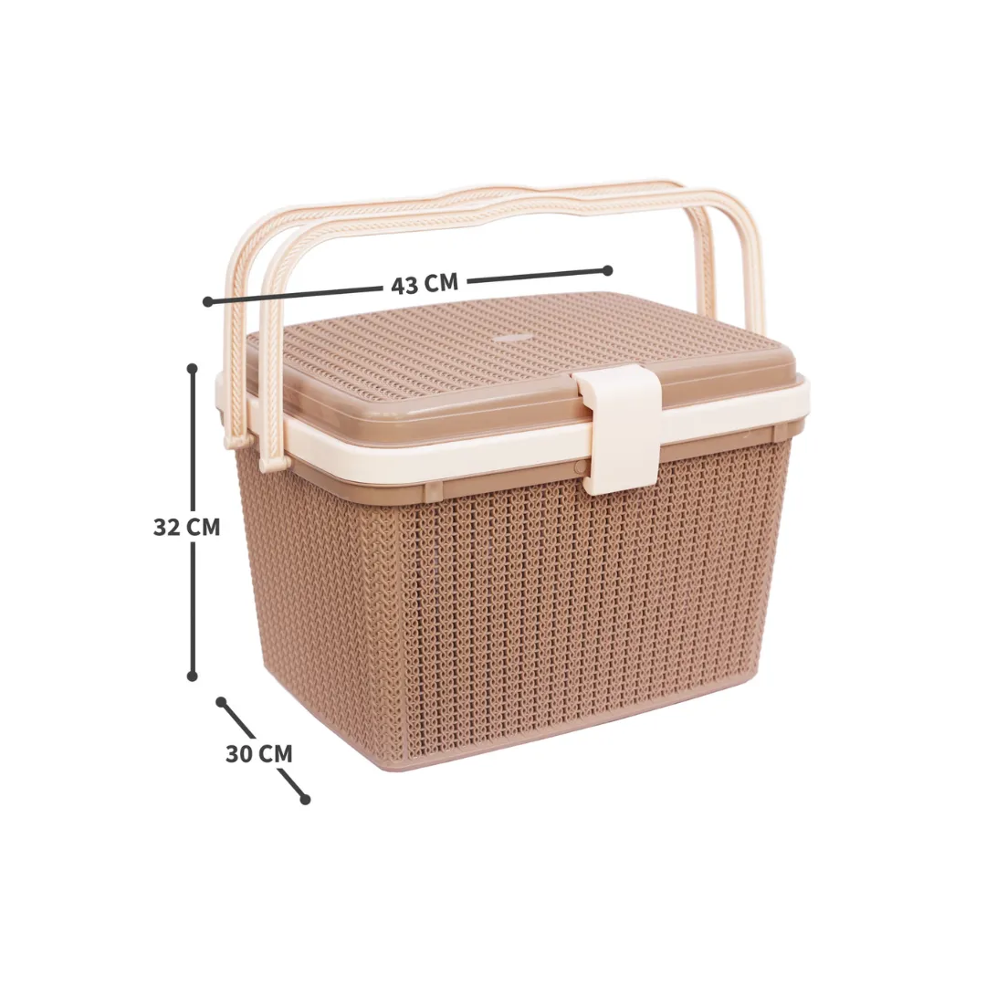 Light Brown  Rope Multi Utility Picnic / Toy & Baby Cloth Storage/Shopping Basket (27 Liter)