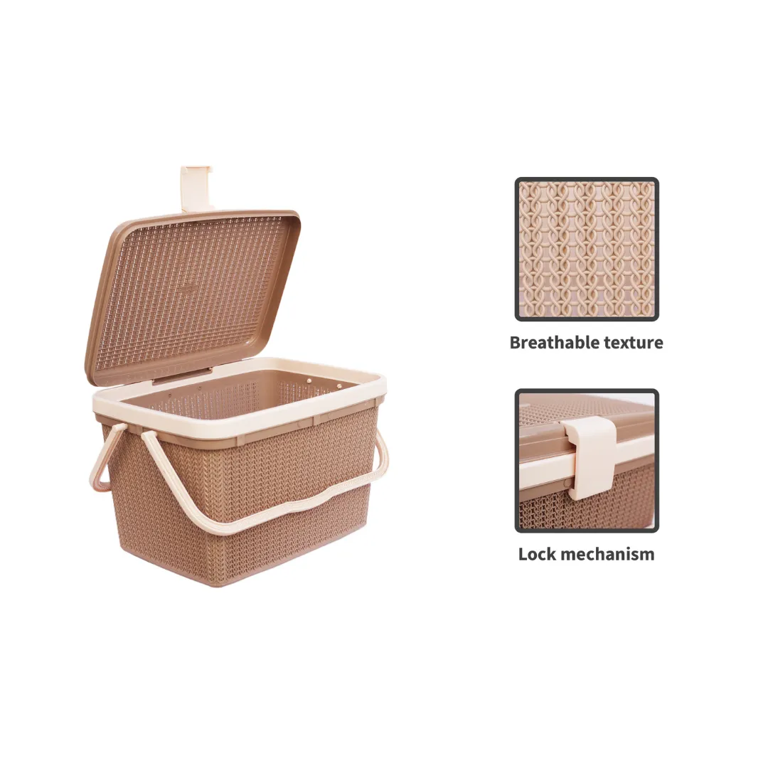 Light Brown  Rope Multi Utility Picnic / Toy & Baby Cloth Storage/Shopping Basket (27 Liter)