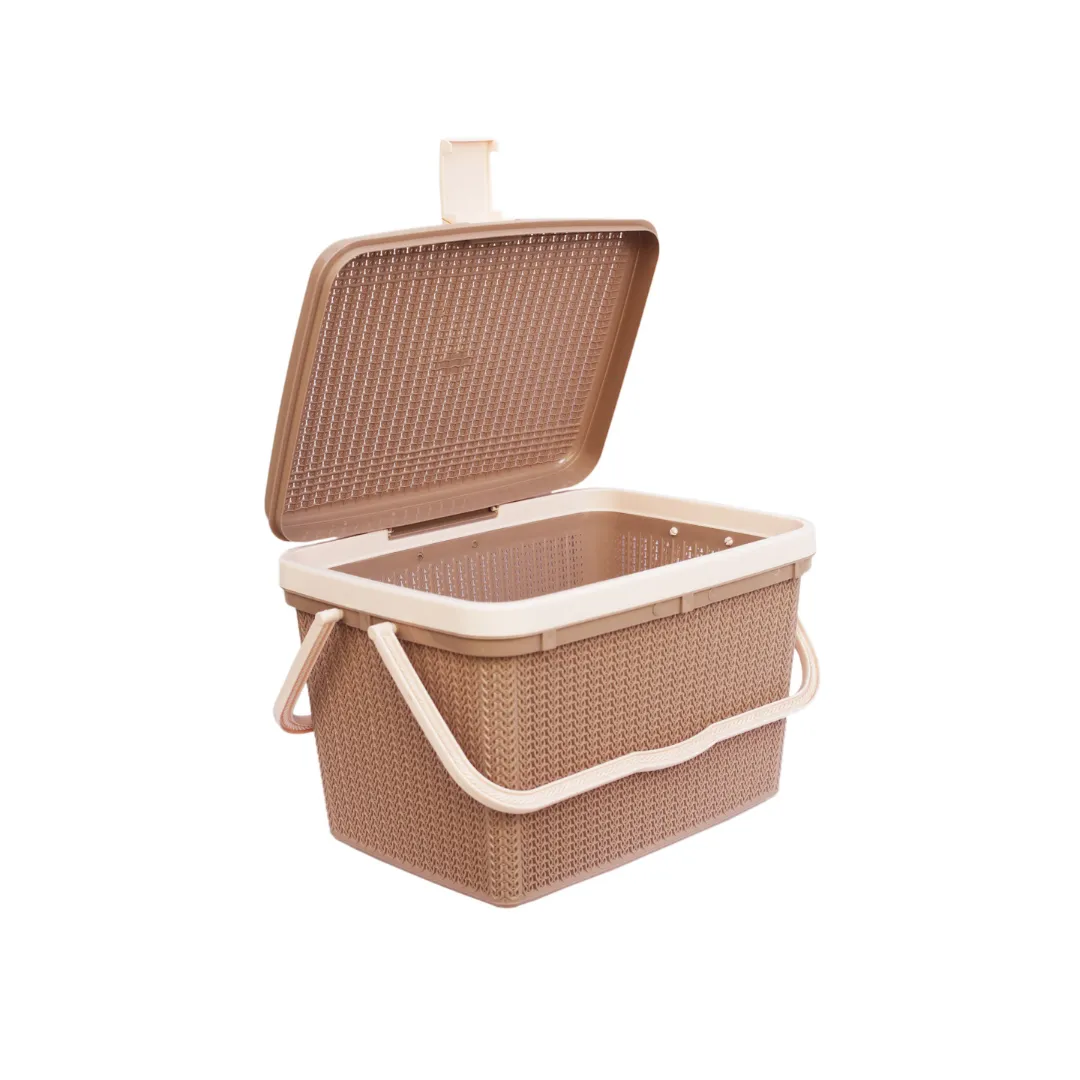 Light Brown  Rope Multi Utility Picnic / Toy & Baby Cloth Storage/Shopping Basket (27 Liter)