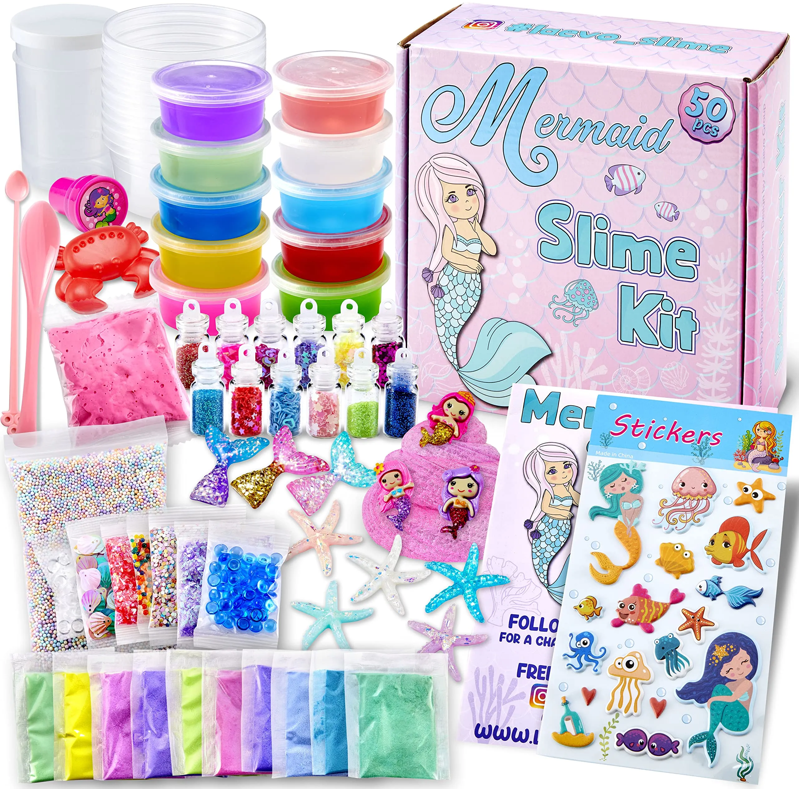 Mermaid Slime Kit - Diy Slime Kit For Kids - Party Mermaid Gift For Girls - Make