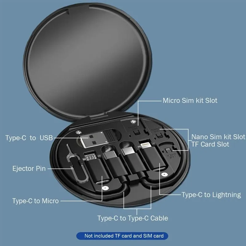 Multi-type Compact Cable Card with Cable & USB Adapter Storage Box