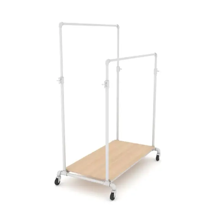 Pipeline Adjustable Double Bar Ballet Rack with Base Shelf