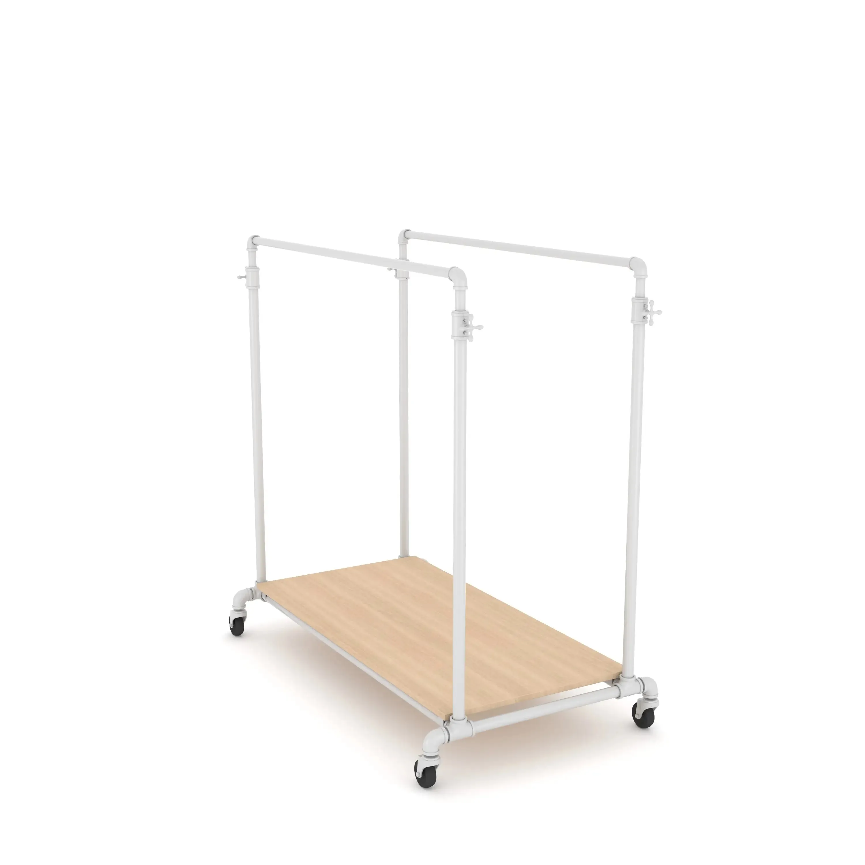 Pipeline Adjustable Double Bar Ballet Rack with Base Shelf