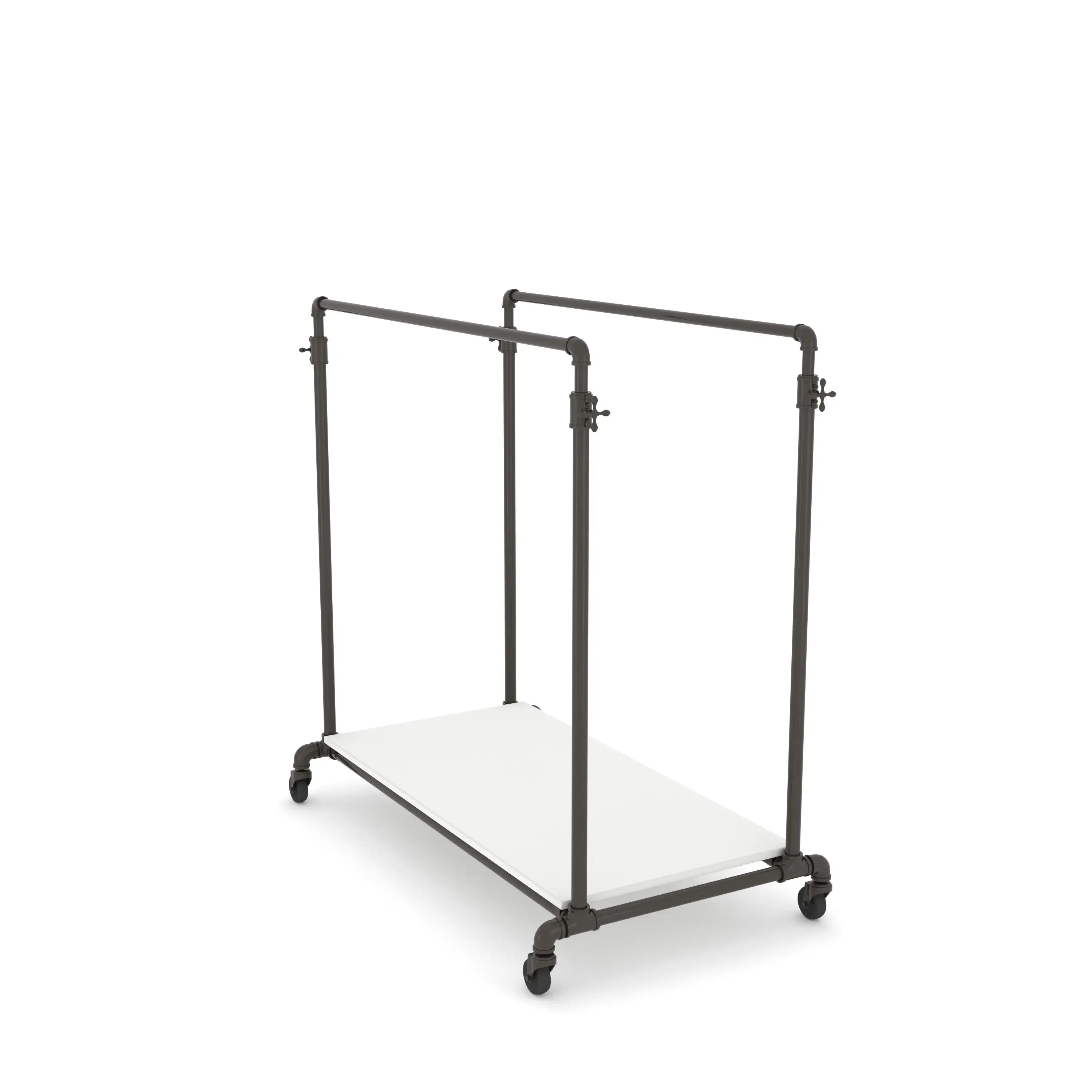 Pipeline Adjustable Double Bar Ballet Rack with Base Shelf