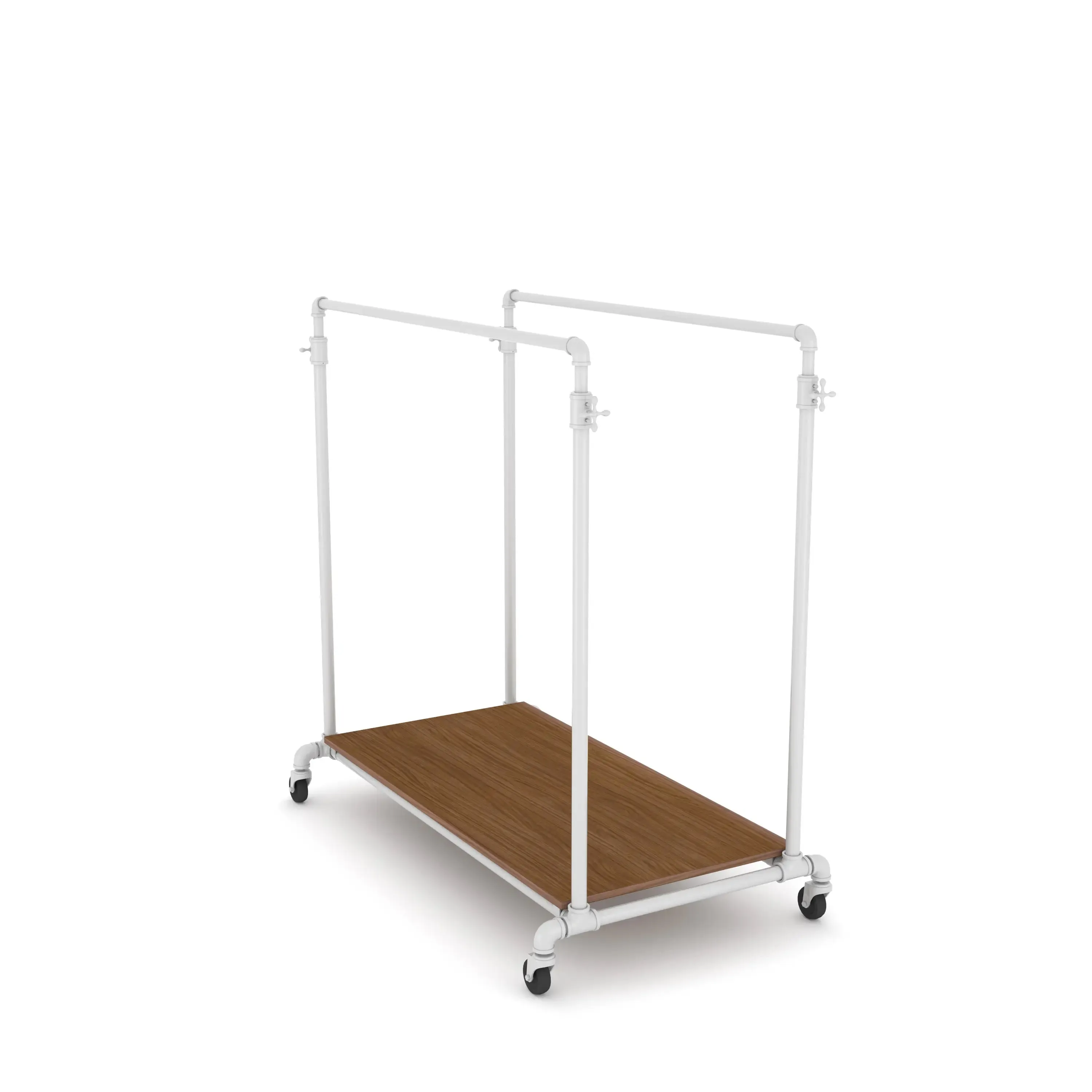 Pipeline Adjustable Double Bar Ballet Rack with Base Shelf