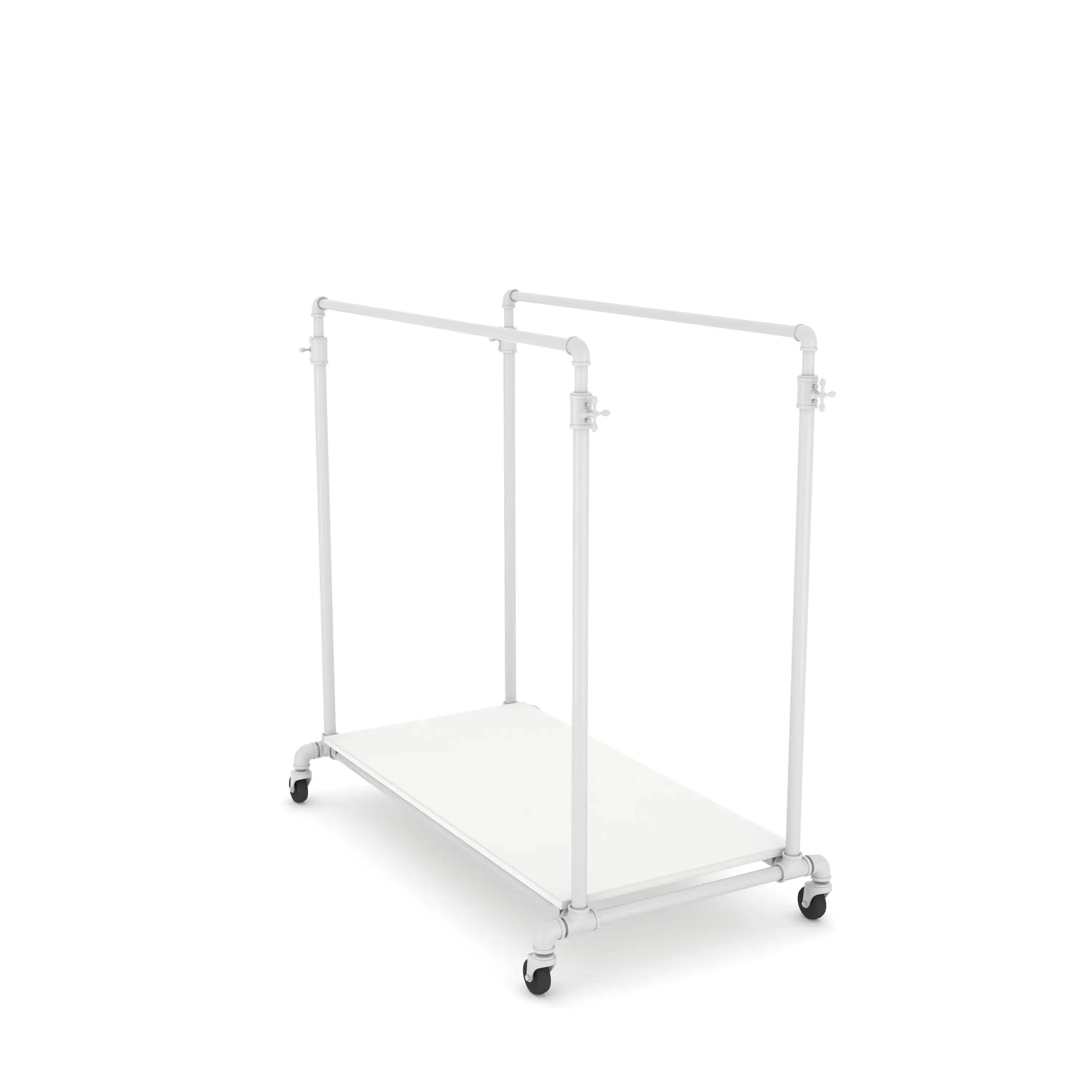 Pipeline Adjustable Double Bar Ballet Rack with Base Shelf