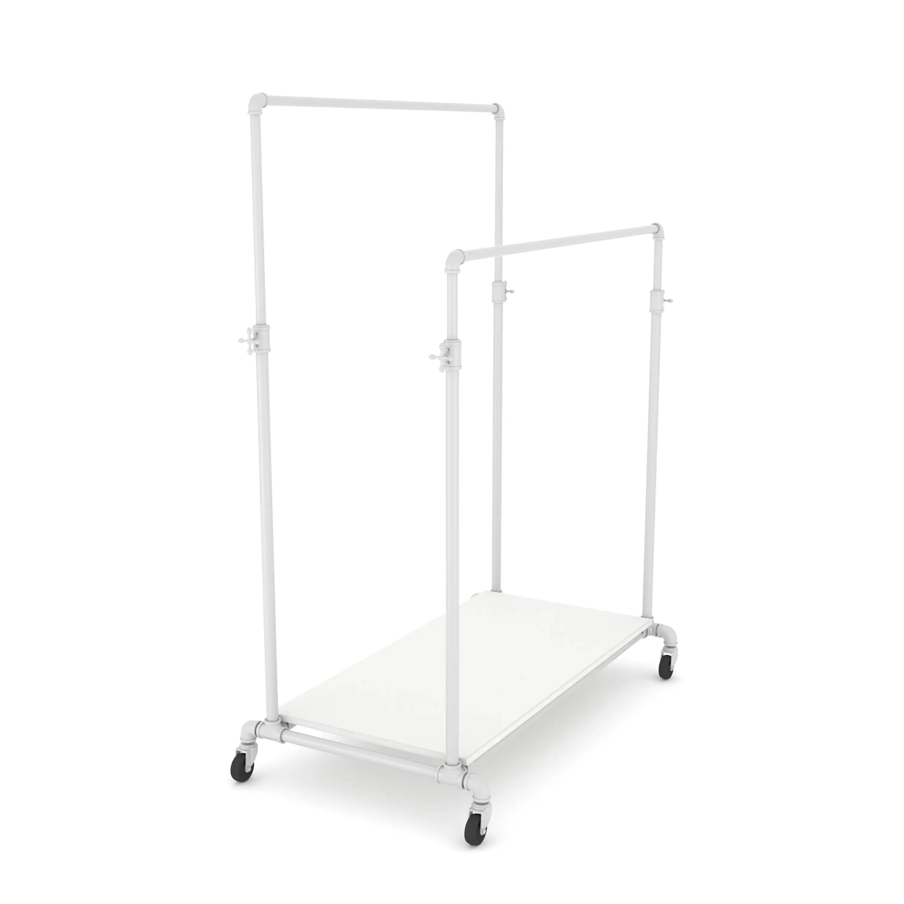 Pipeline Adjustable Double Bar Ballet Rack with Base Shelf