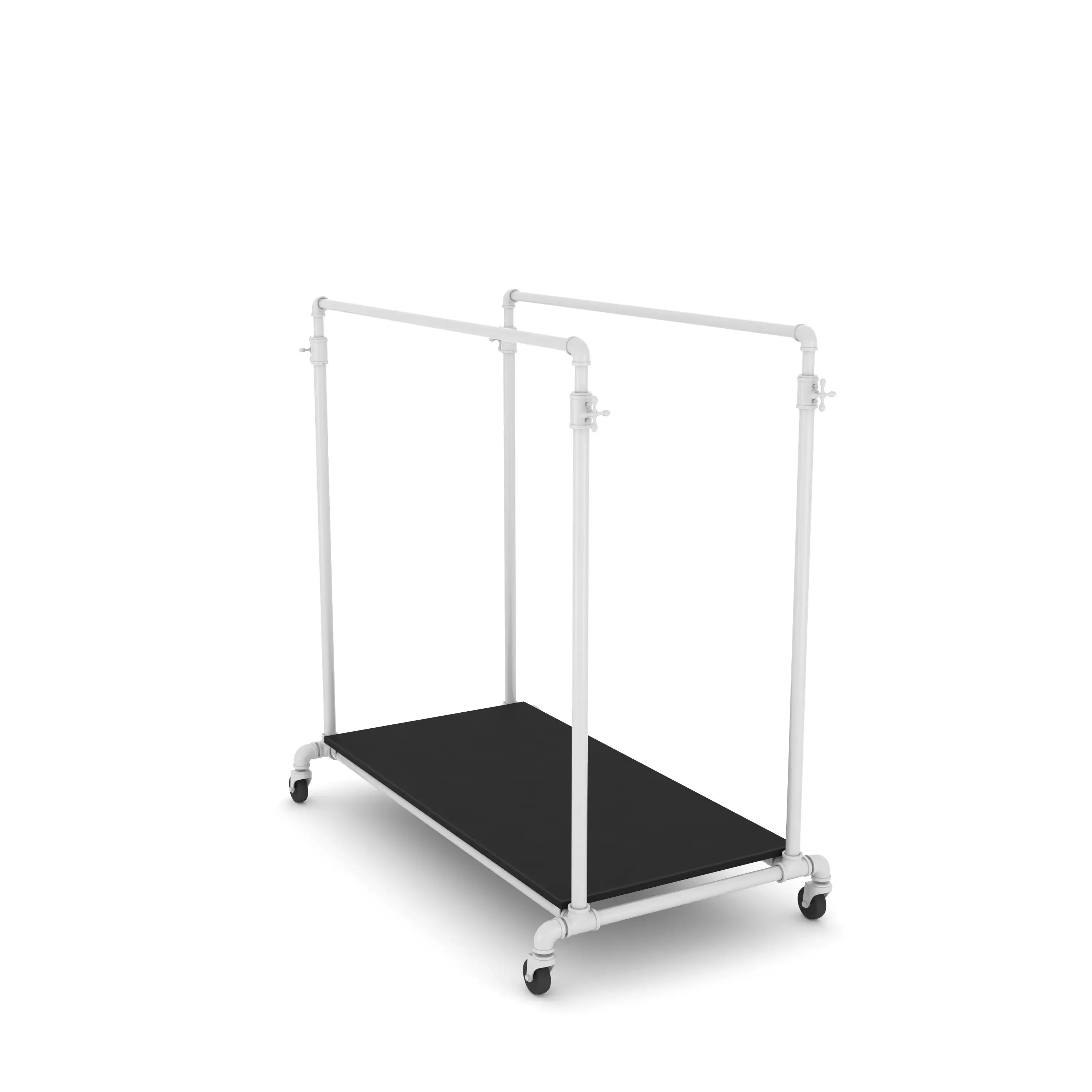 Pipeline Adjustable Double Bar Ballet Rack with Base Shelf