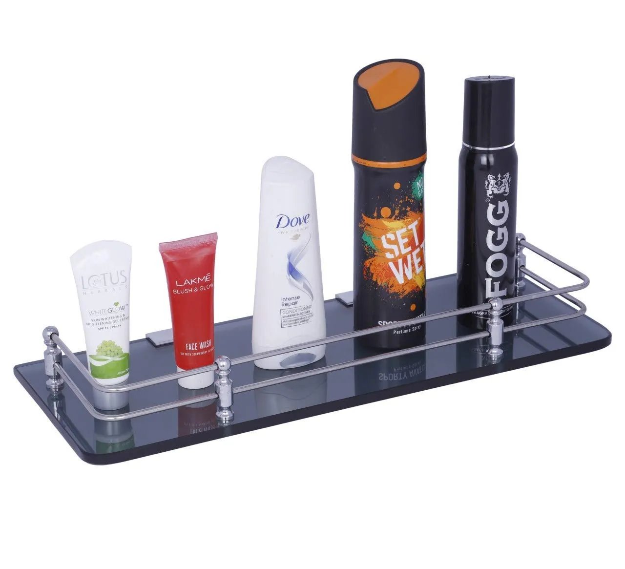 Planet Deluxe Glass Shelf for Bathroom/Wall Shelf/Bathroom Storage Shelf(12x6 Inches-Black)