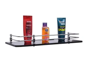 Planet Deluxe Glass Shelf for Bathroom/Wall Shelf/Bathroom Storage Shelf(12x6 Inches-Black)