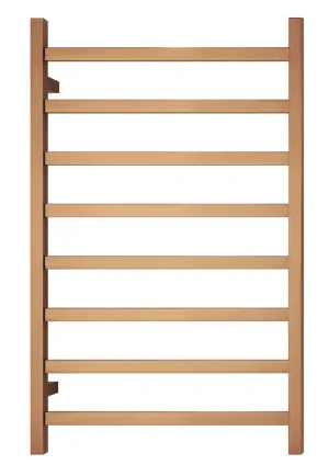 Premium Brushed Rose Gold Heated Towel Rack - 8 Bars, Square Design, AU Standard, 1000x620mm Wide