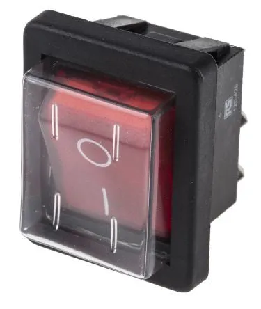 Red Illuminated DPST Splash-proof Panel Rocker Switch 16 Ampere 250Volts