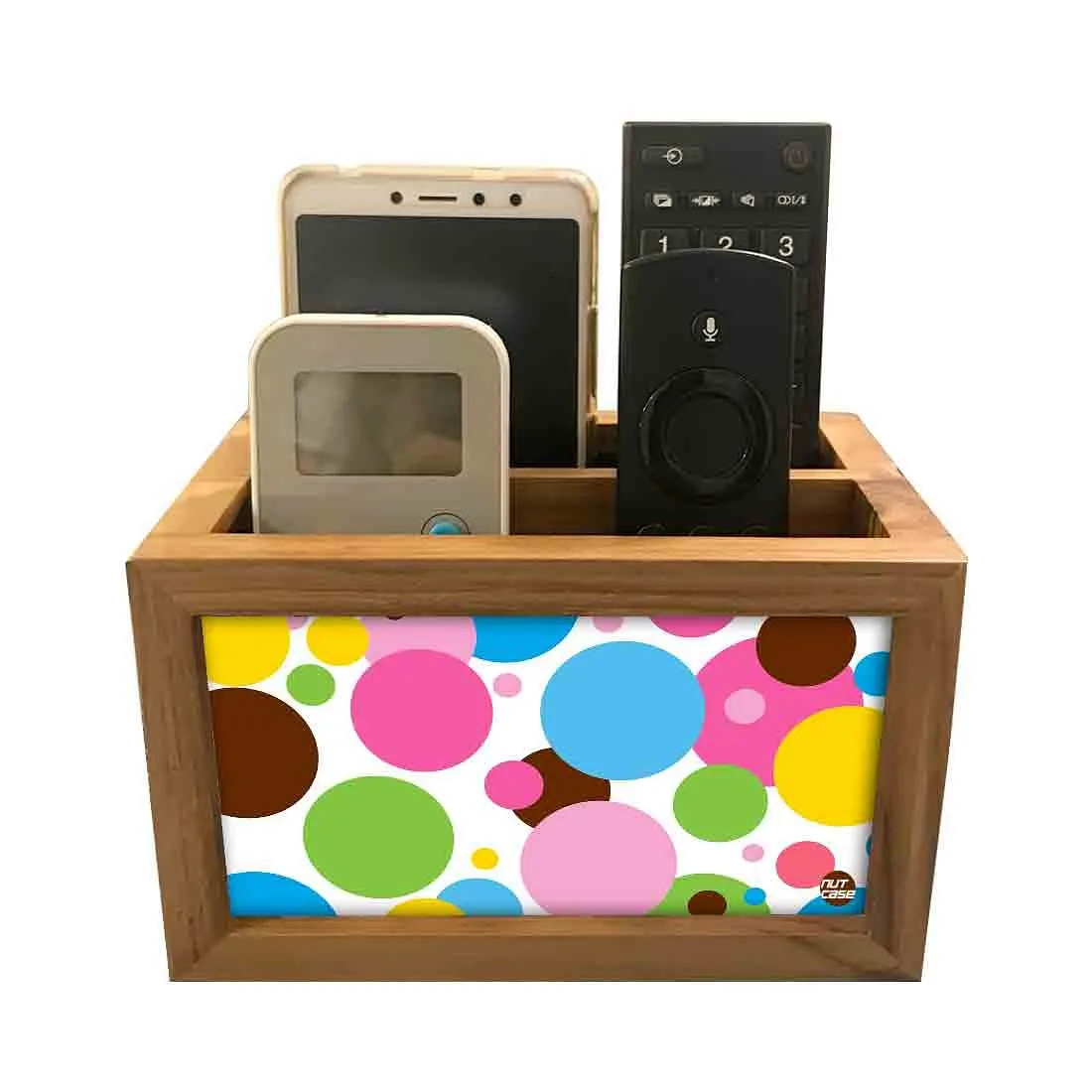 Remote Control Stand Holder Organizer For TV / AC Remotes -  Colorful Dots