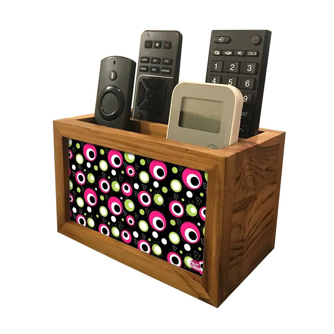 Remote Control Stand Holder Organizer For TV / AC Remotes -  PINK & GREEN Dots