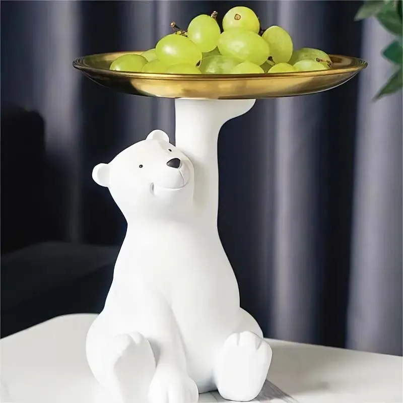 Resin Polar Bear Figurine  Multi-Functional Desk Decoration