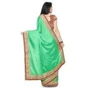 SKY GLOBAL Women's Gerogette Saree with Unstitched Blouse (Green_Saree_2158)