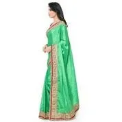 SKY GLOBAL Women's Gerogette Saree with Unstitched Blouse (Green_Saree_2158)