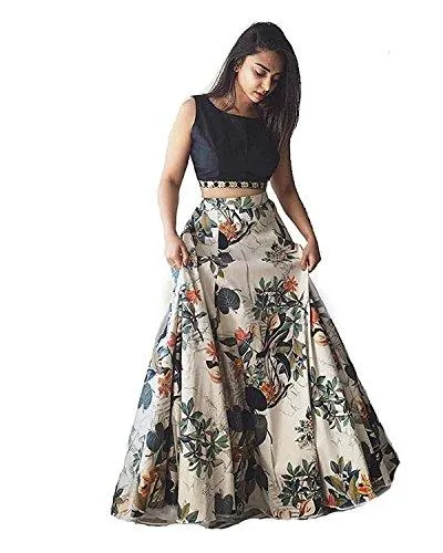 SKY WORLD Women's Western Wear Banglori silk Printed lahenga (SW_658)