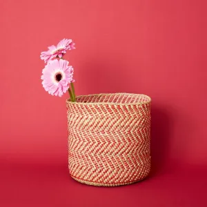 Small Red Iringa Indoor Planter Toy Storage Woven Basket